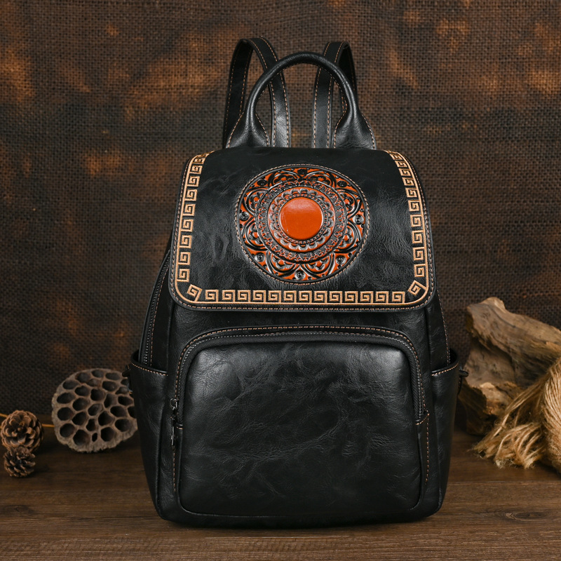 Leather Backpack Vintage - Рюкзак женский кожаный Johnature 2026, винтажный,