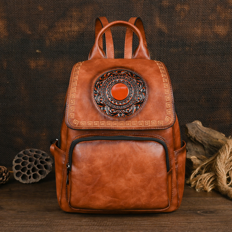 Рюкзак женский кожаный Johnatu – обзор и цена Leather Backpack Vintage